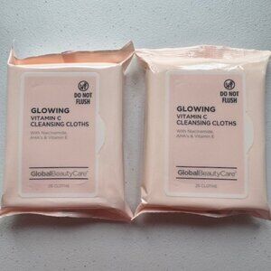 SET OF 2 Global Beauty Care Glowing Vitamin C Cleansing Cloths Wipes 50 Total